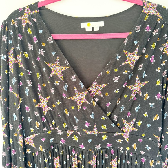 Boden Multi-colored V-Neck Bishop Sleeve Dress - Picture 3 of 4